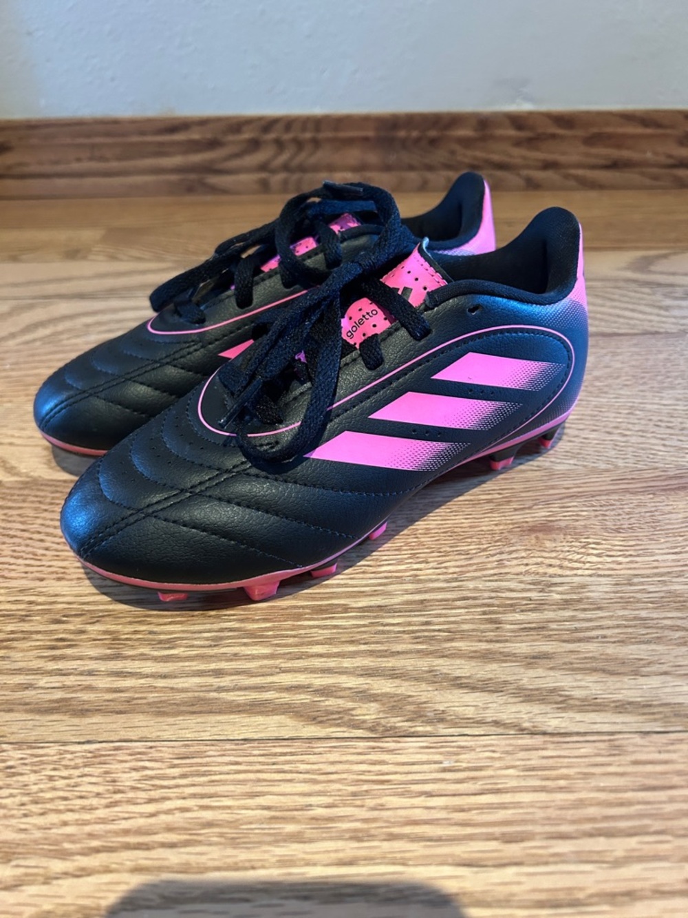 adidas Kids Black and Pink FG goletto Soccer Shoes